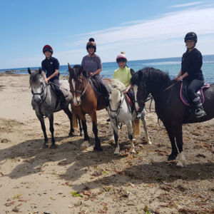 happy riders at the beach trek Wexford Ireland